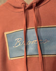 Brown hoodie with 'Bronco' logo on chest