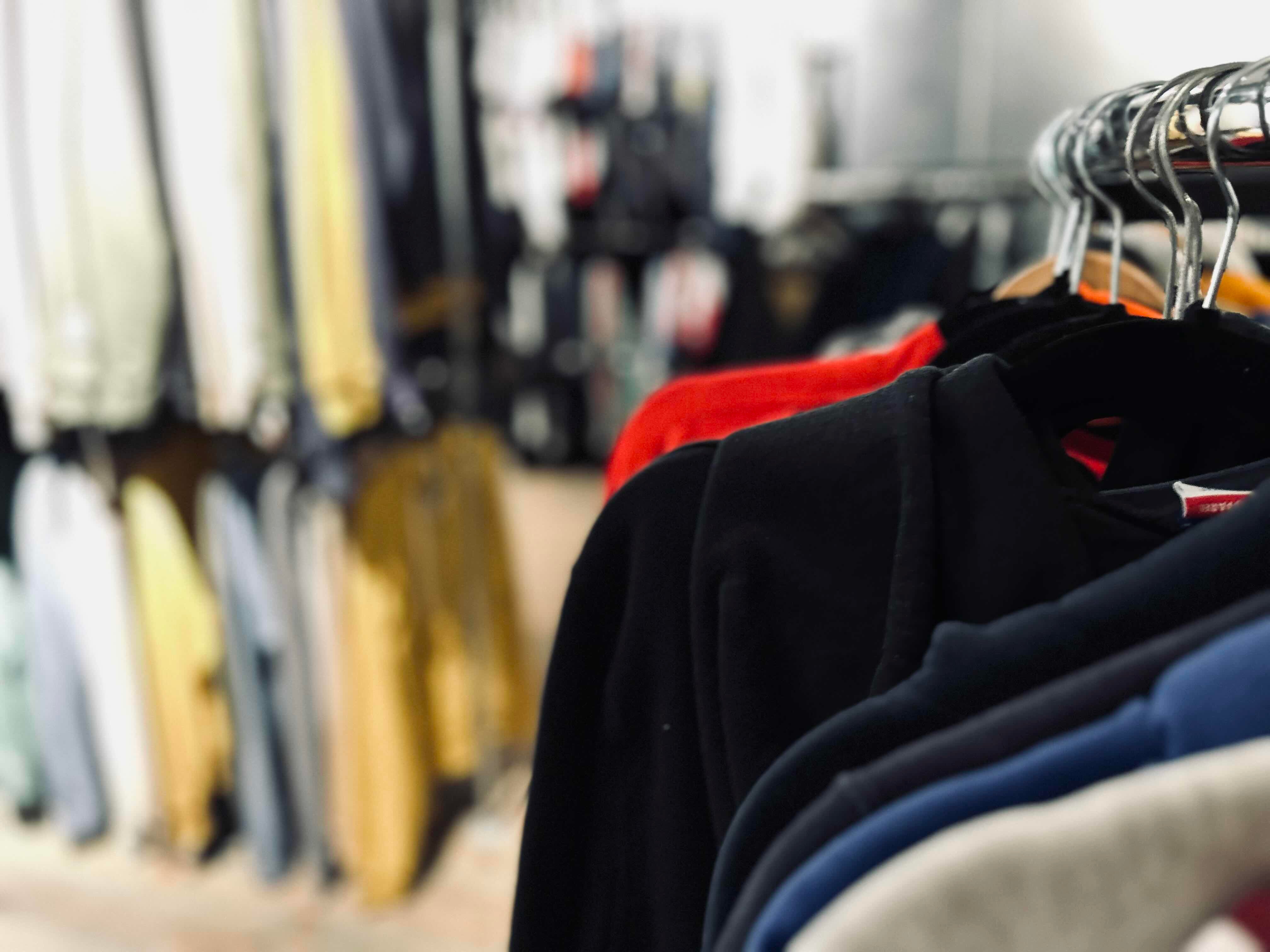 rack of blank apparel 