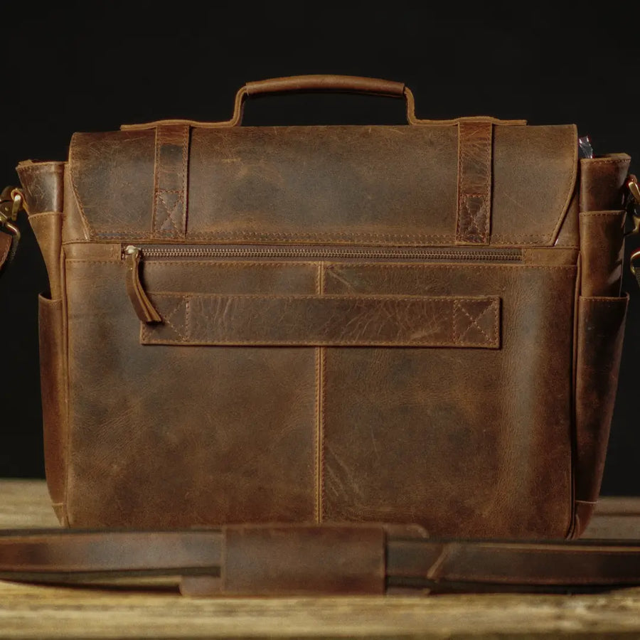 Buffalo Leather Portrait Messenger Bag