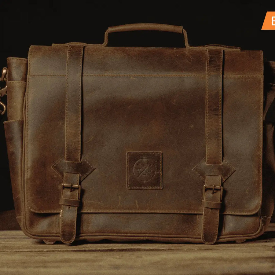 Buffalo Leather Portrait Messenger Bag