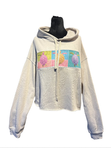Warhol Turtle Trio - Cropped Hoodie