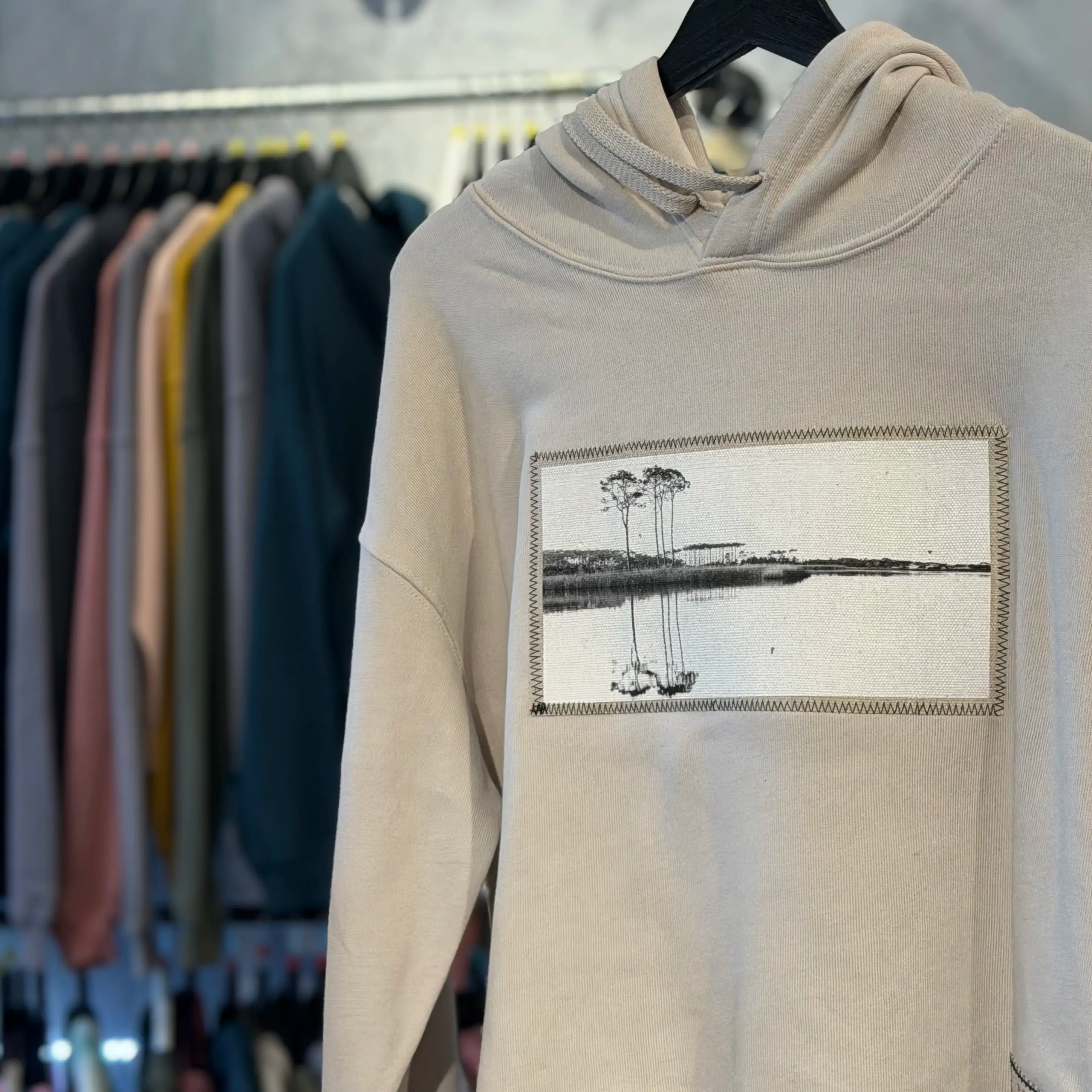 Western Lake White on White | Modus Made Cropped Hoodie