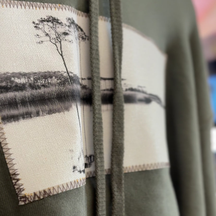 Western Lake White on White | Modus Made Cropped Hoodie