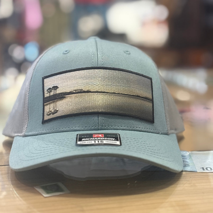 smoke blue hat with western lake patch 